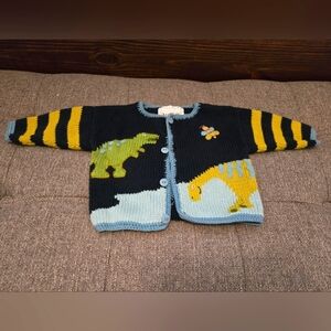Dinosaur Hand-Knit Baby Cardigan